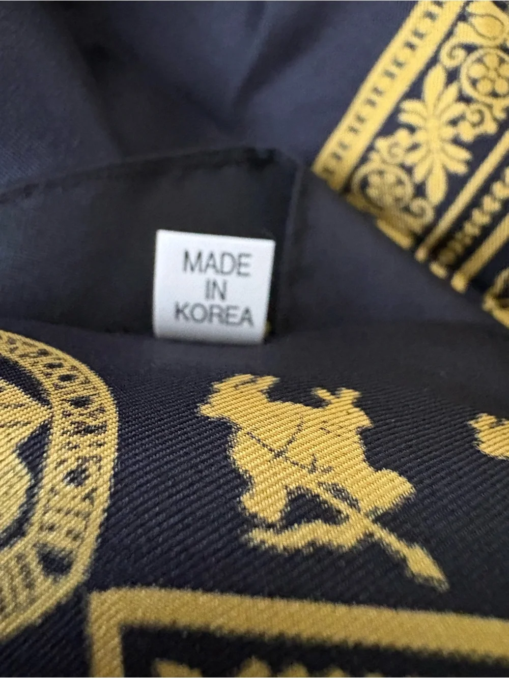 McQuaid Jesuit High School 100% Silk Commemorative Scarf Black Gold Vintage